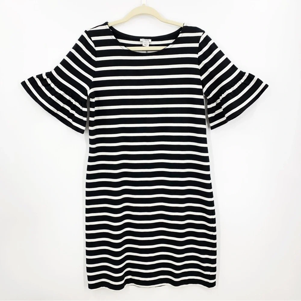 J. Crew Ruffle Sleeve Striped Shift Dress Sz S - Picture 2 of 12